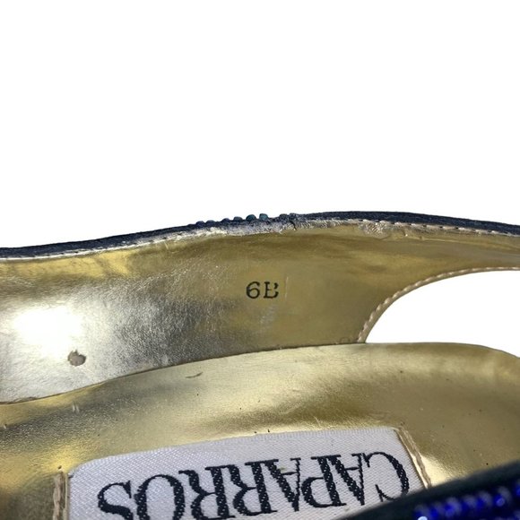 Vintage 90s Caparros Multicolor Pattern Beaded Pointed Toe Pumps 6 - Picture 9 of 9